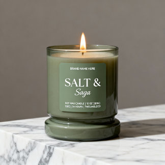 Sage Green Salt & Saga Custom Candle Label Sticker スクエアシール