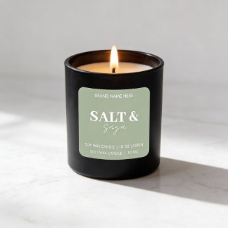 Sage Green Salt & Saga Custom Candle Label Sticker スクエアシール