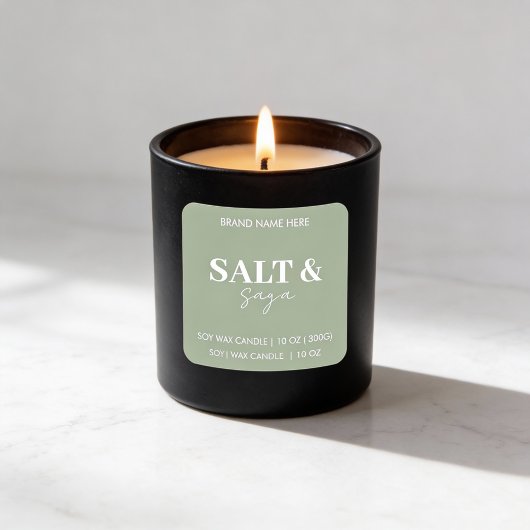 Sage Green Salt & Saga Custom Candle Label Sticker スクエアシール