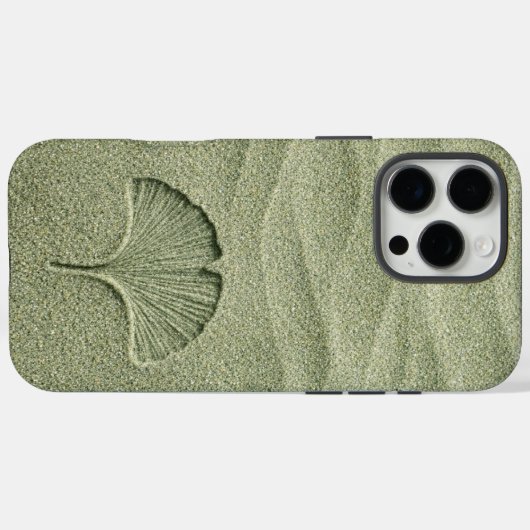 Sage Green Sand Ginkgo Leaf Zen Case-Mate iPhoneケース (裏面 (横))