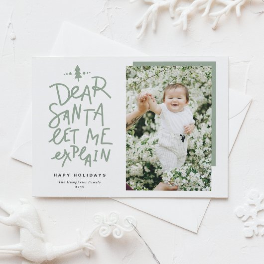 Sage Green Santa親愛 Let Me Explainベビー写真 シーズンカード