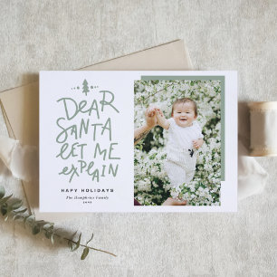 Sage Green Santa親愛 Let Me Explainベビー写真 シーズンカード