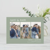 Sage Green Save the Date 4 Photo Simple セーブザデート (スタンド正面)