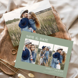 Sage Green Save the Date 4 Photo Simple セーブザデート
