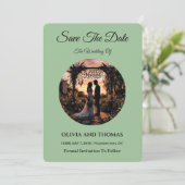 Sage Green Save the Date Card セーブザデート (スタンド正面)