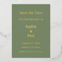 Sage Green Save the Date Foil招待状