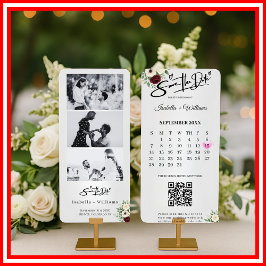 Sage Green Save The Date Photo Strip QR 結婚's