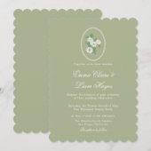 Sage Green Scalloped Wedding Invitation 招待状 (正面/裏面)