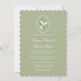 Sage Green Scalloped Wedding Invitation 招待状