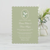 Sage Green Scalloped Wedding Invitation 招待状 (スタンド正面)