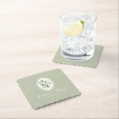 Sage Green Scalloped Wedding Paper Coasters ペーパーコースター (インサイチュ)