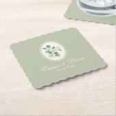 Sage Green Scalloped Wedding Paper Coasters ペーパーコースター (アングル)
