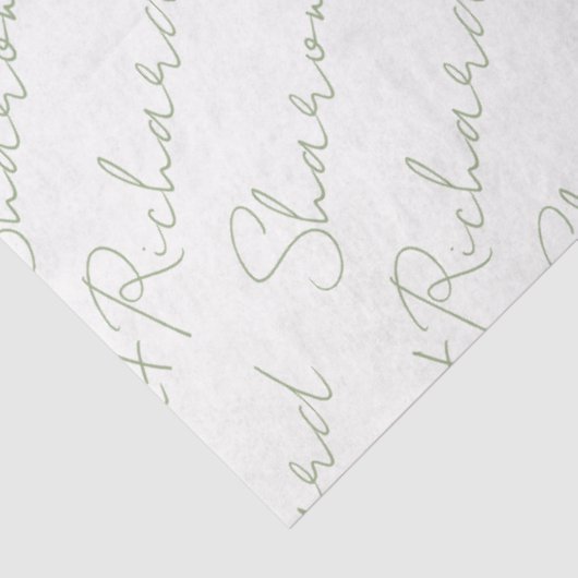 Sage Green Scriptの書道の結婚名前 薄葉紙 (詳細)