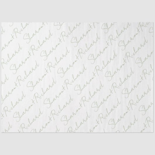 Sage Green Scriptの書道の結婚名前 薄葉紙 (正面)