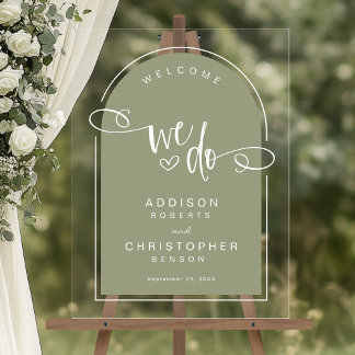 Sage Green Scriptの歓迎モダンを結婚果たす アクリルサイン