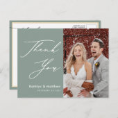 Sage Green Scriptエレガントのモダン結婚あり ポストカード (正面/裏面)