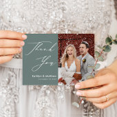 Sage Green Scriptエレガントのモダン結婚あり ポストカード