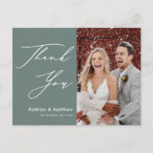 Sage Green Scriptエレガントのモダン結婚あり ポストカード (正面)