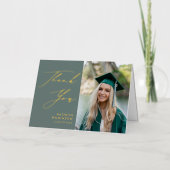 Sage Green Scriptエレガント卒業ありがとう 箔グリーティングカード (正面)