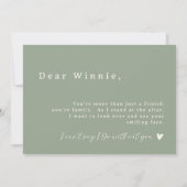 Sage Green Scriptフラワーガール提案カード 招待状 (裏面)