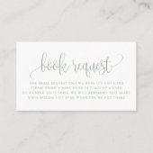 Sage Green Scriptベビーかわいらしシャワー予約リクエスト 名刺 (正面)