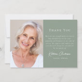 Sage Green Scriptモダン写真葬儀 サンキューカード (正面)