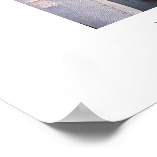 Sage Green Script写真の結婚ウェルカムサイン ポスター (角)