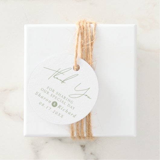 Sage green script書道ありがとう結婚さん フェイバータグ (インサイチュ)