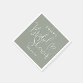 Sage Green Script書道ブライダルシャワー スタンダードカクテルナプキン (角)