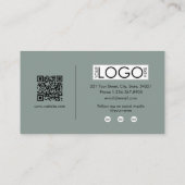 Sage Green Script書道署名QRコード 名刺 (裏面)