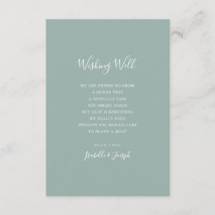 Sage Green Script 結婚's Wishing Well Card エンクロージャーカード