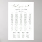 Sage Green Script 19テーブルシーティングチャート ポスター (正面)