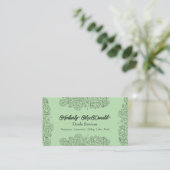 Sage Green script doula services 名刺 (スタンド正面)