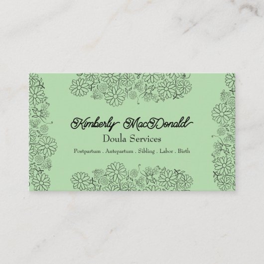 Sage Green script doula services 名刺 (正面)