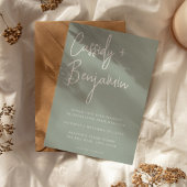 Sage Green Script Minimalistのモダン結婚略 招待状