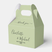 Sage Green Script Minimalist Wedding Thank You フェイバーボックス (正面サイド)