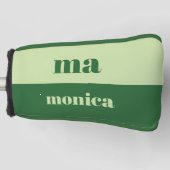 Sage green script monogram initial  ゴルフヘッドカバー (正面)
