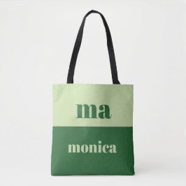 Sage green script monogram initial Tote トートバッグ