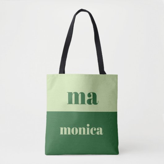 Sage green script monogram initial Tote トートバッグ (正面)