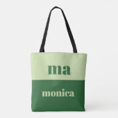Sage green script monogram initial Tote トートバッグ (裏面)