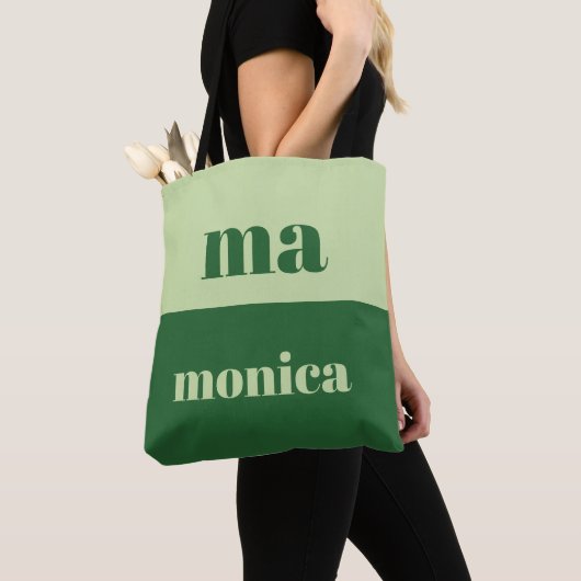 Sage green script monogram initial Tote トートバッグ (クローズアップ)