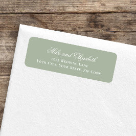 Sage Green Script Names Wedding Address ラベル