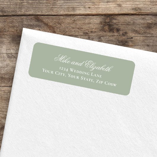Sage Green Script Names Wedding Address ラベル