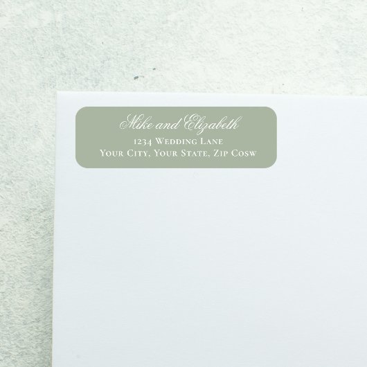 Sage Green Script Names Wedding Address ラベル