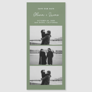 Sage Green Script Photo Strip Magnetic Wedding