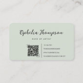 Sage Green Script QRコード 名刺 (裏面)