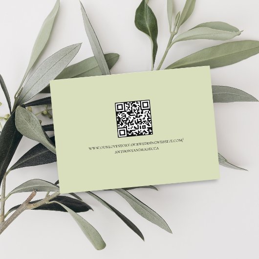Sage Green Script QR Code Wedding RSVP Card