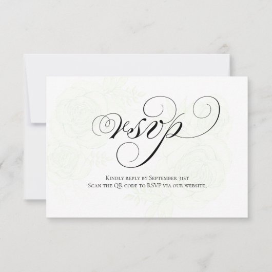 Sage Green Script QR Code Wedding RSVP Card (正面)