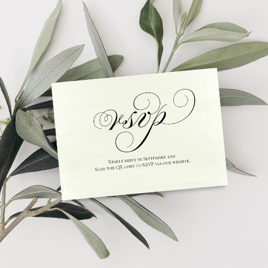 Sage Green Script QR Code Wedding RSVP Response