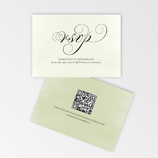 Sage Green Script QR Code Wedding RSVP Response